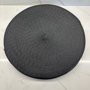 Set of 8 Round Black Woven Placemats Umbra 15”